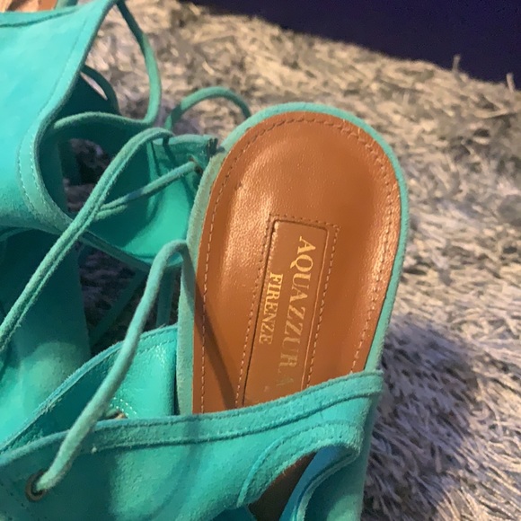 Aquazzura Signature Sandal, SEXY THING in Vivid Aqua. - Picture 4 of 5
